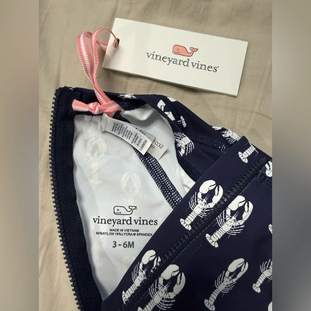 NWT Vineyard Vines Baby Lobster Long Sleeve One Piece Swimsuit Size 3-6 Months